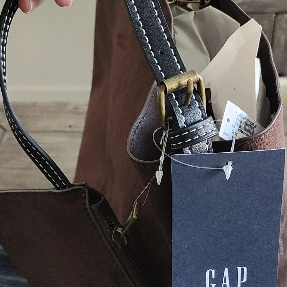 GAP Brown Vegan Suede Bucket Bag.